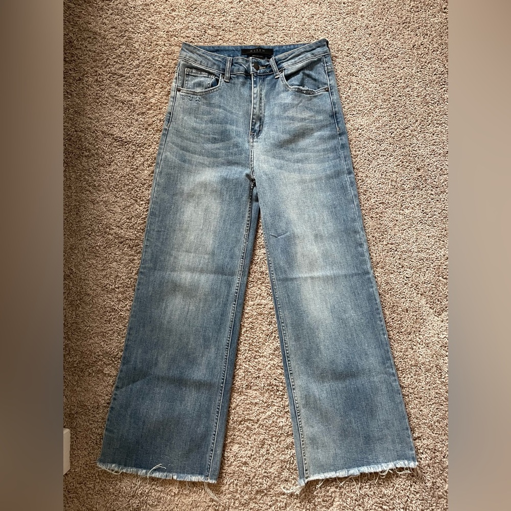 Risen high rise ankle wide leg jeans